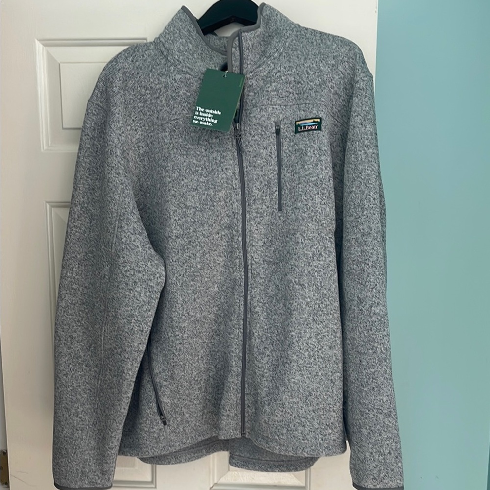 NWT L.L.Bean Gray Full-Zip Sweater Fleece